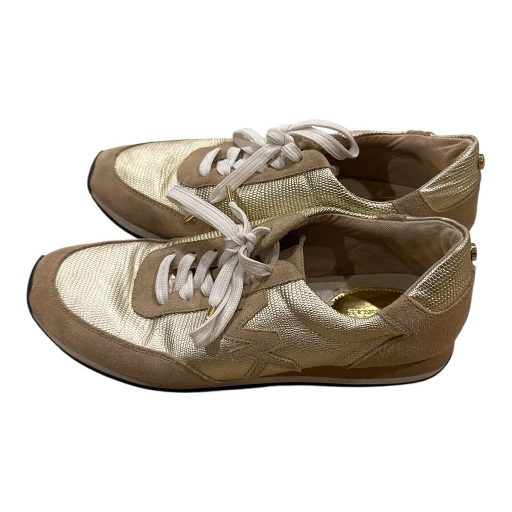 MICHAEL KORS Stylish Gold and Tan Women's Sneakers - Picture 2 of 5